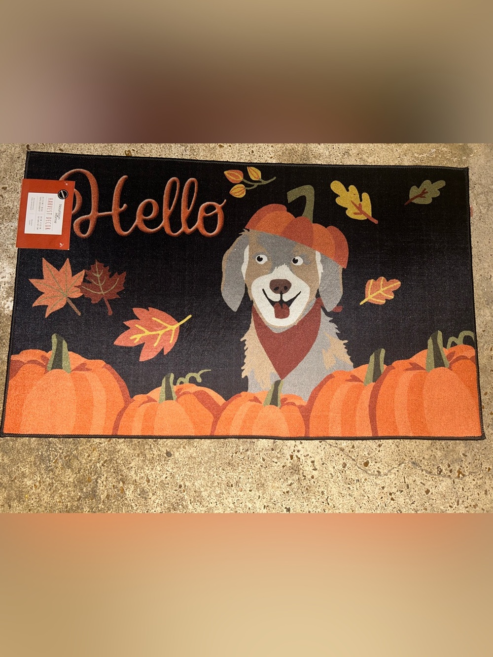 Autumn Dog Pumpkin Accent Rug